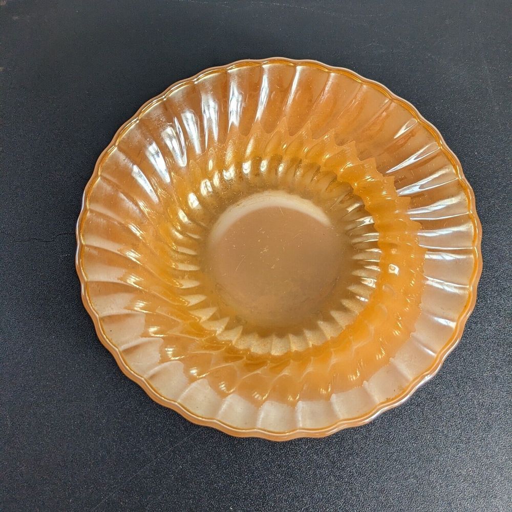 Vintage Anchor Hocking Peach Luster Swirl 8.5‎ Heat Resistant Glass Serving Bowl